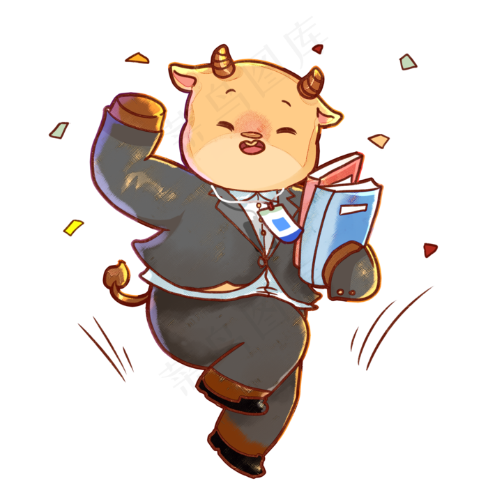 牛年新年牛牛创意打工人小牛