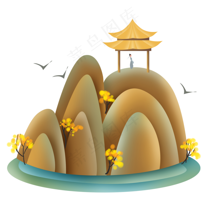 中国风登山的古人(2000X2000(DPI:299))psd模版下载