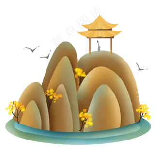 中国风登山的古人