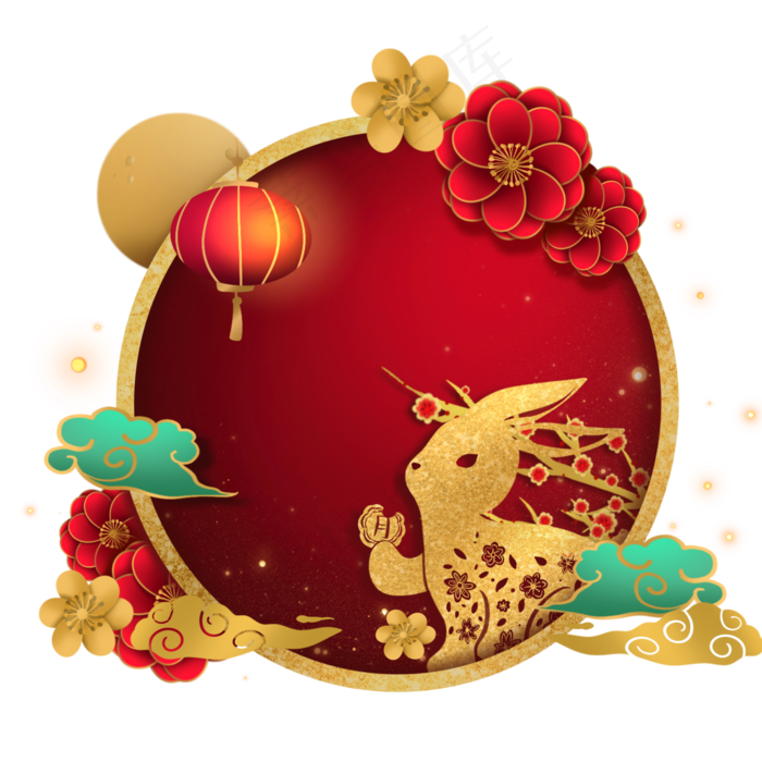 中秋剪纸风装饰