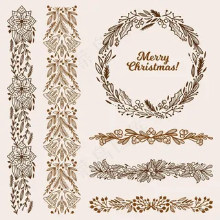 手绘圣诞框架和边框