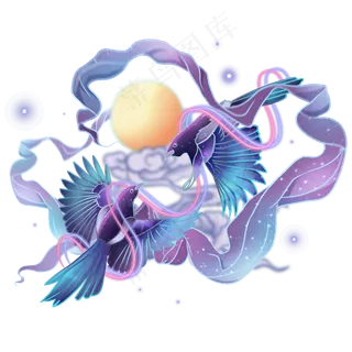 七夕荧光梦幻喜鹊