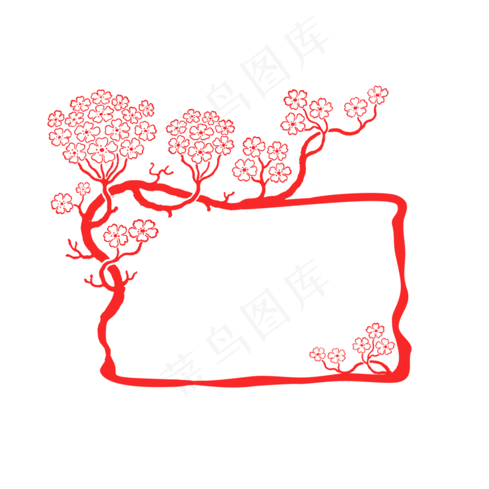 梅花图案中国风边框(2000X2000(DPI:300))psd模版下载