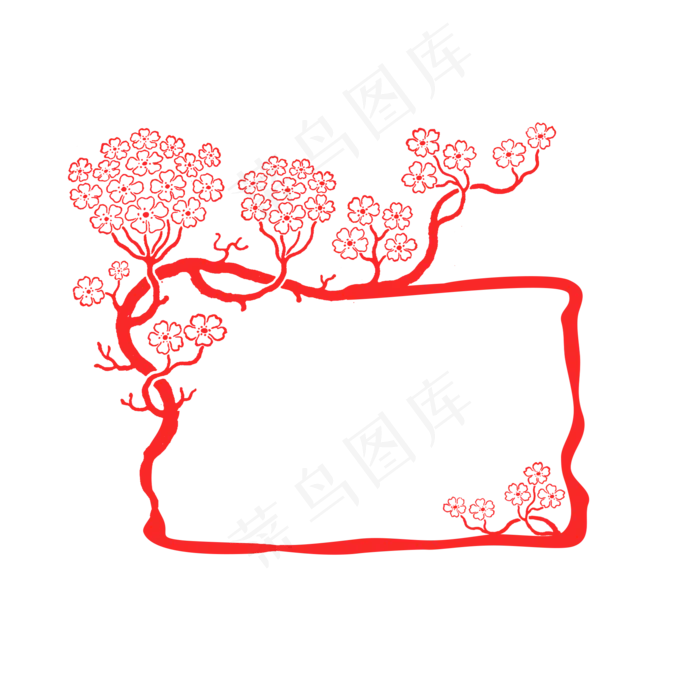 梅花图案中国风边框(2000X2000(DPI:300))psd模版下载