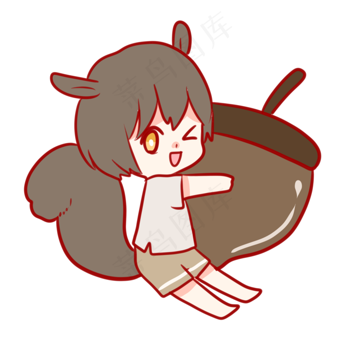 抱着橡果的松鼠