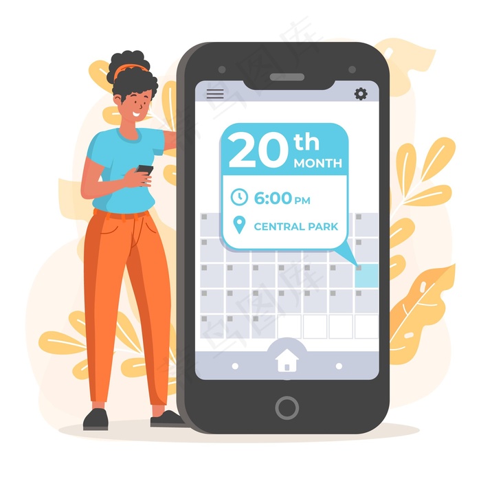 在她的应用程序上预约的女人