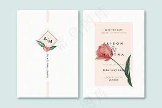 模板优雅简约花卉婚礼请柬