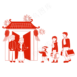 年初二回娘家剪纸矢量图