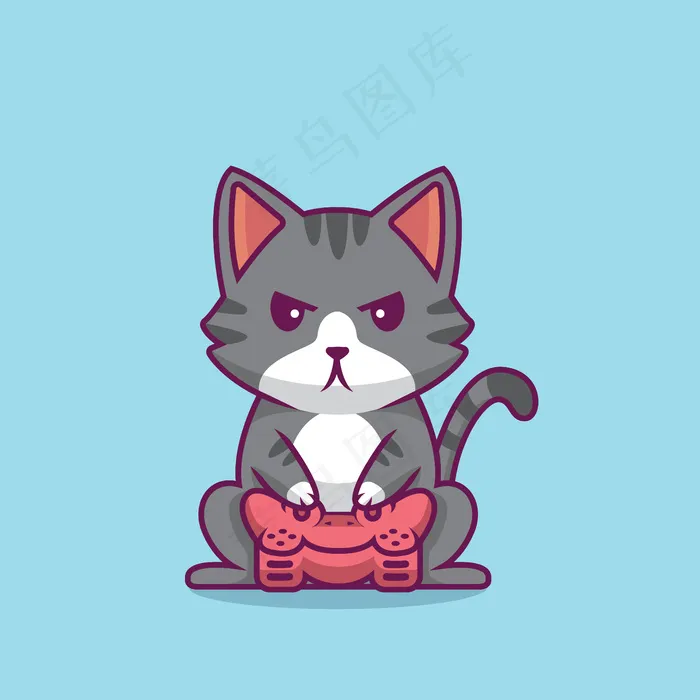 可爱猫游戏卡通插画