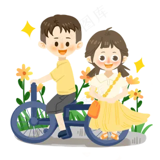七夕情侣骑自行车PNG素材 七夕情侣骑自行车PNG素材