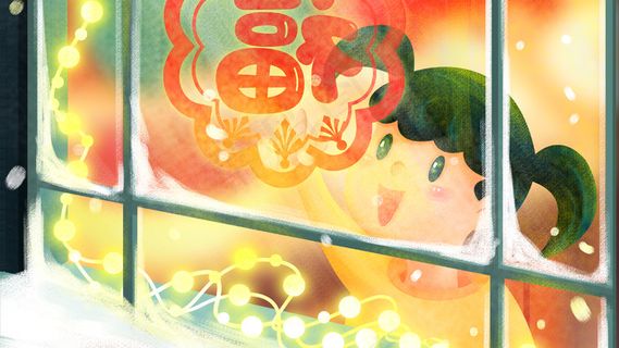 新年冬天冬至包饺子一家三口家庭室内