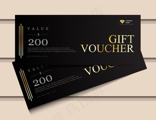带有闪光金奢华元素的礼品券模板。