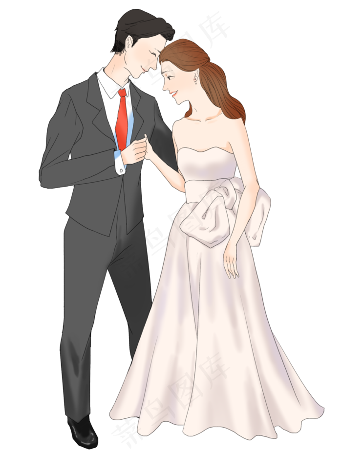 七夕手绘婚礼人物插画