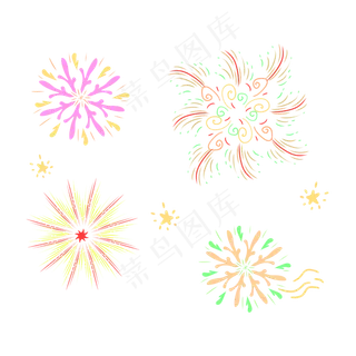 扁平风撞色烟花