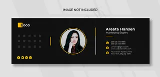 暗电子邮件签名模板或电子邮件页脚和个人社交媒体封面设计