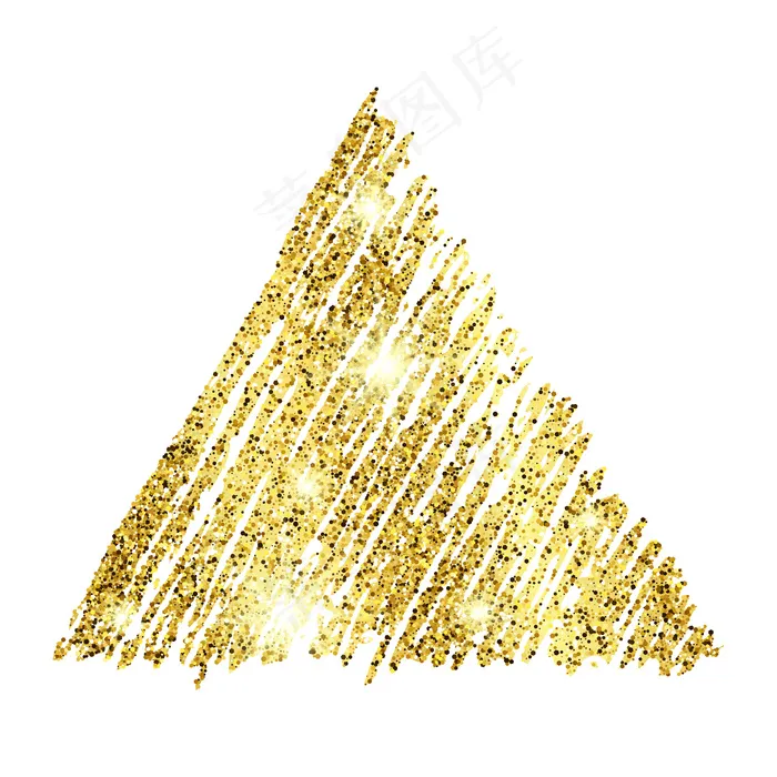 金色油漆手绘闪闪发光的三角形在白色背景上。金色闪光和闪光效果的背景。您的文本的空白空间。矢量图