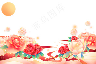 国庆节国潮鲜花