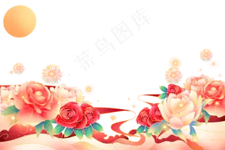 国庆节国潮鲜花