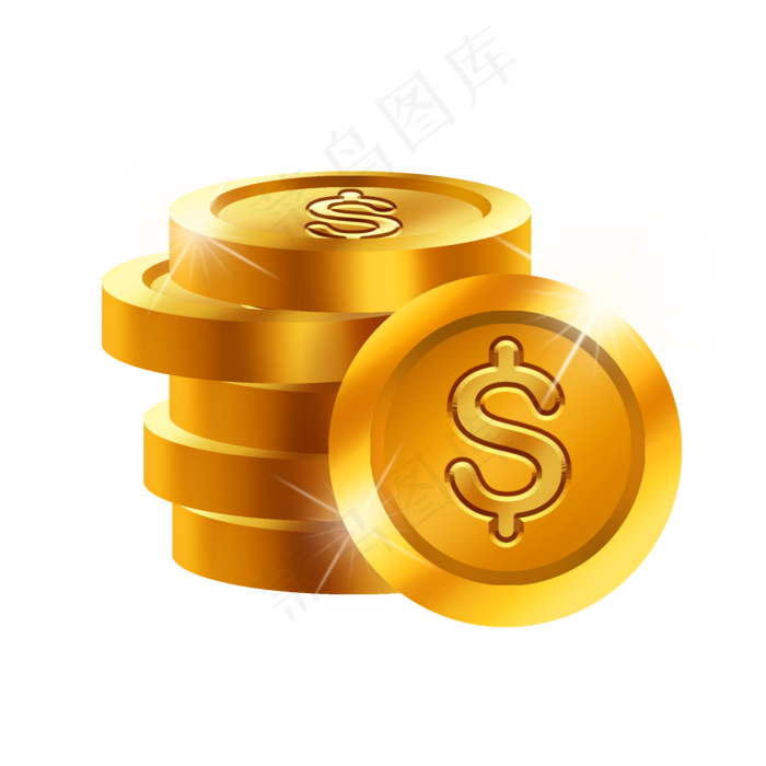 免扣卡通黄色金币