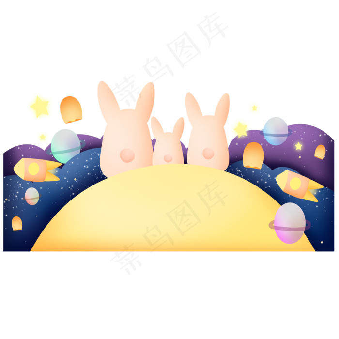 童趣中秋节玉兔(3000X3000(DPI:300))psd模版下载