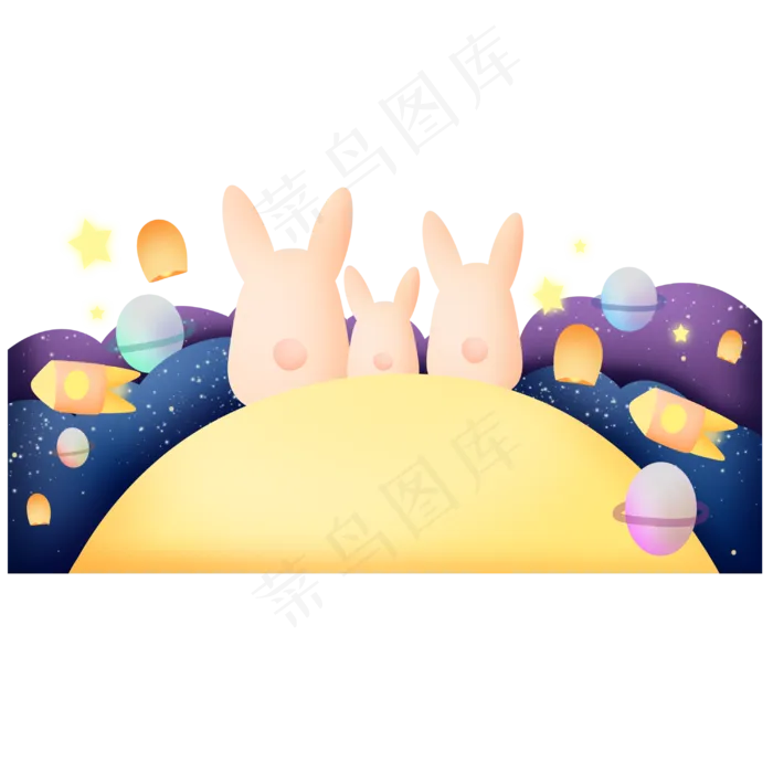 童趣中秋节玉兔(3000X3000(DPI:300))psd模版下载