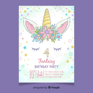 独角兽女孩生日请柬