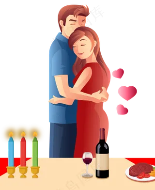 七夕情侣拥抱浪漫情人节