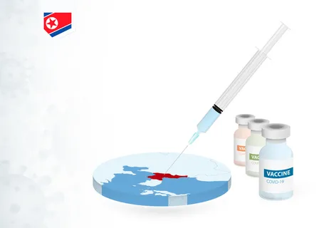 在朝鲜接种不同类型的 covid-19 疫苗。 ð¡ oncept与朝鲜地图中的疫苗注射。 在朝鲜接种不同类型的 covid-19 疫苗。 ð¡ oncept与朝鲜地图中的疫苗注射。