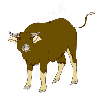 手绘卡通七夕节老黄牛