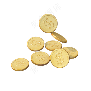 C4D双十一电商装饰金币堆