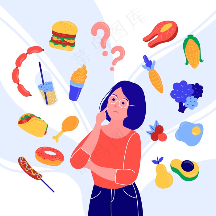 一个想选择食物种类的女人