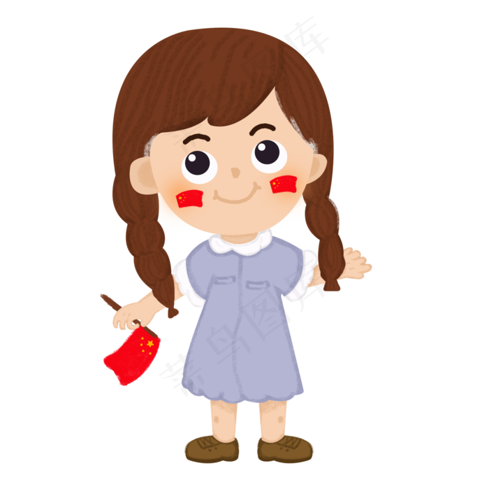 手绘国庆节旅游女孩设计元素