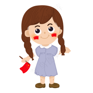手绘国庆节旅游女孩设计元素