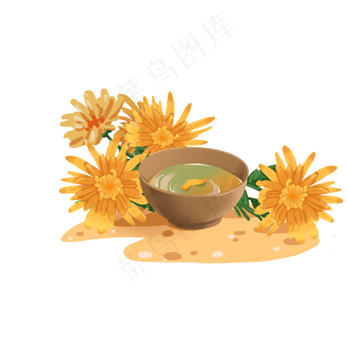 秋季节气菊花和酒组合(2000X2000(DPI:300))psd模版下载