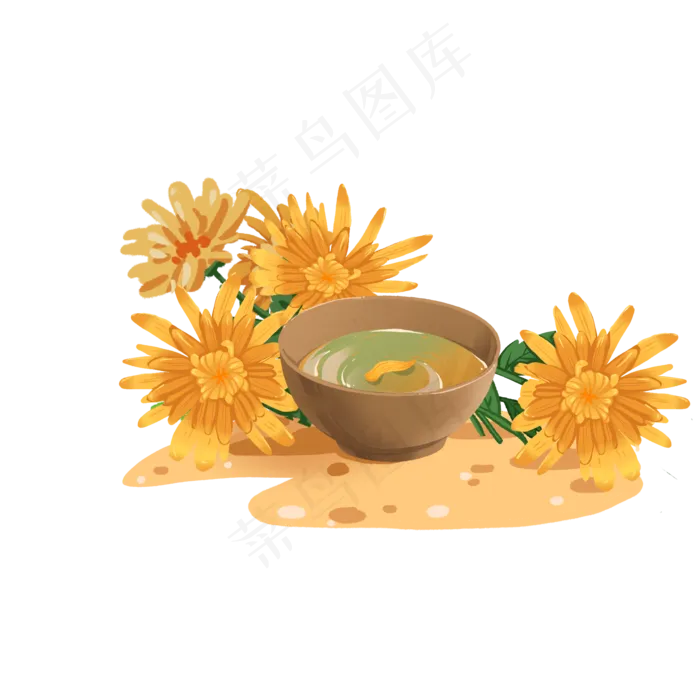 秋季节气菊花和酒组合(2000X2000(DPI:300))psd模版下载
