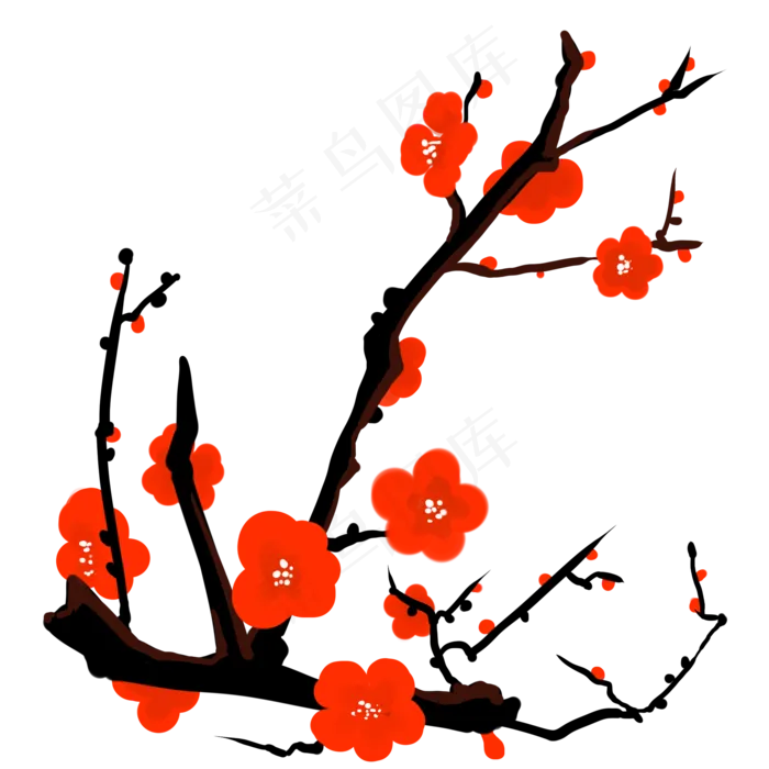 中国风红色梅花(2000X2000(DPI:300))psd模版下载
