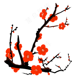 中国风红色梅花