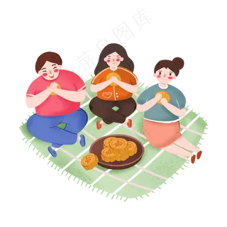 团圆中秋卡通人物元素
