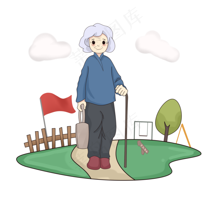 重阳节踏秋关爱老人插画