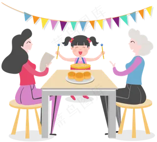 重阳节家人团聚欢快可商用元素