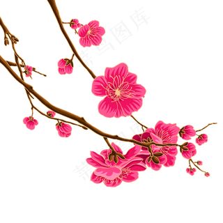 国潮粉色梅花