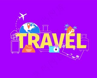 暑假旅行飞行平面矢量概念图