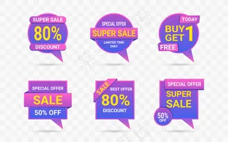 霓虹灯彩色套装销售标签语音泡泡