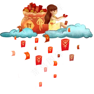 红包雨清新钱袋金币