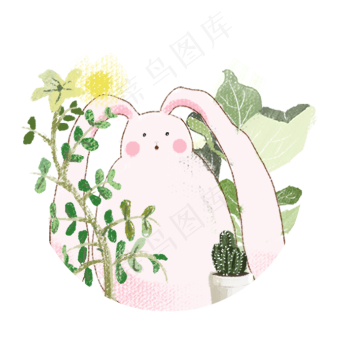 兔子中秋可爱卡通商用元素