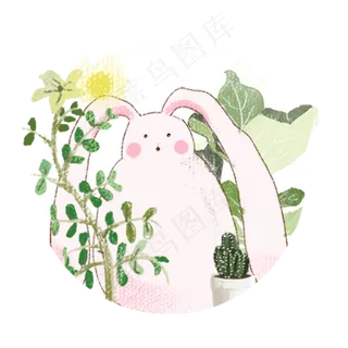 兔子中秋可爱卡通商用元素