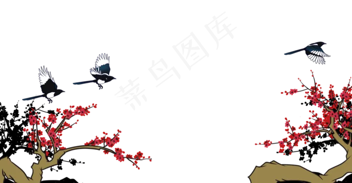 中国风梅花喜鹊边框(3840X2000(DPI:300))psd模版下载