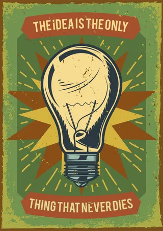 带有灯泡插图的广告海报设计