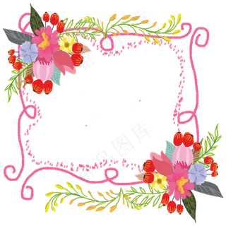 七夕花朵线条丝带藤蔓植物边框装 七夕花朵线条丝带藤蔓植物边框装