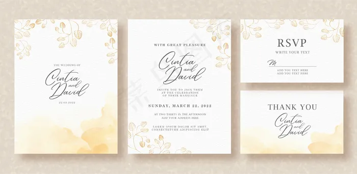 婚礼邀请模板上的水彩分店eps,ai矢量模版下载